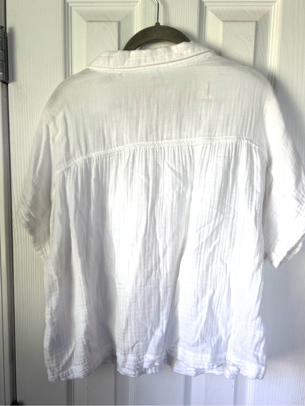Old Navy White Gauze Cotton Button Front Shirt Women’s Large - Picture 3 of 6